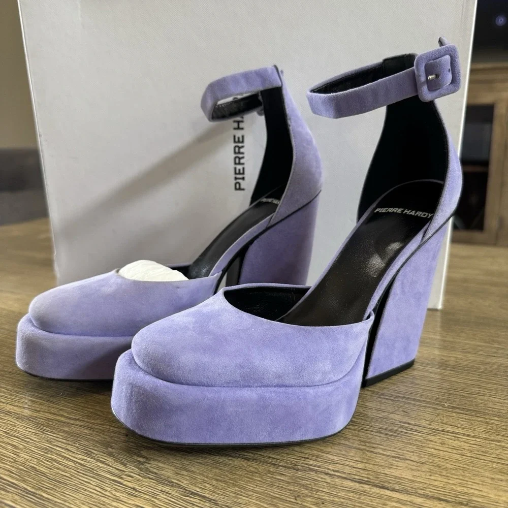 Pierre‎ Hardy Lavender Purple Suede Platform Pumps 6.5 US 120mm